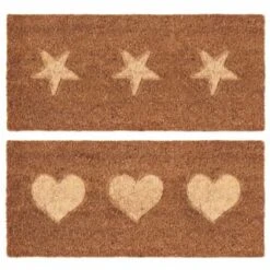 B&M Embossed Coir Step Mat - Hearts -General Home Store 367447 embossed coir step mat 25x55cm main