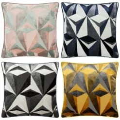 Jenson Geo Velvet Cushion - Grey -General Home Store 373026 373032 373083 373100 jenson geo velvet cushion main