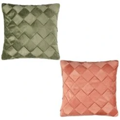 B&M Basket Weave Velvet Cushion - Sage -General Home Store 380438 380756 basket weave velvet cushion main