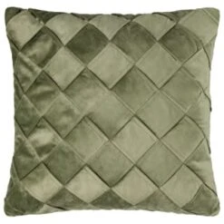 B&M Basket Weave Velvet Cushion - Sage