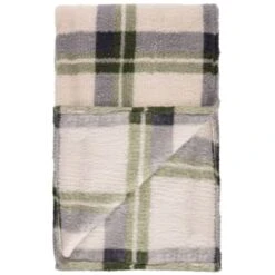 Simply Everyday Check Sherpa Throw - Green -General Home Store 388700 green check sherpa throw 3