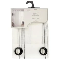 Ezra Stripe Voile With Black Eyelets 55 X 90"