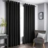 B&M Oxford Black Black Out Curtains With Eyelets 46 X 72" -General Home Store 388922 388923 388924 388925 388927 oxford black black out curtain with eyelets