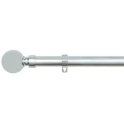 B&M Shiny Nickle Silver Orb Curtain Pole 70 - 120cm -General Home Store 390211 390213 shiny nickle silver orb round curtain pole