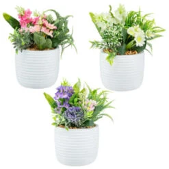 Bloom Mixed Flowers In Pot - White -General Home Store 392829 mixed flowers in pot group