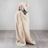 Simply Kids Hooded Sherpa Blanket - Natural -General Home Store 400212 simply kids hooded sherpa blanket natural